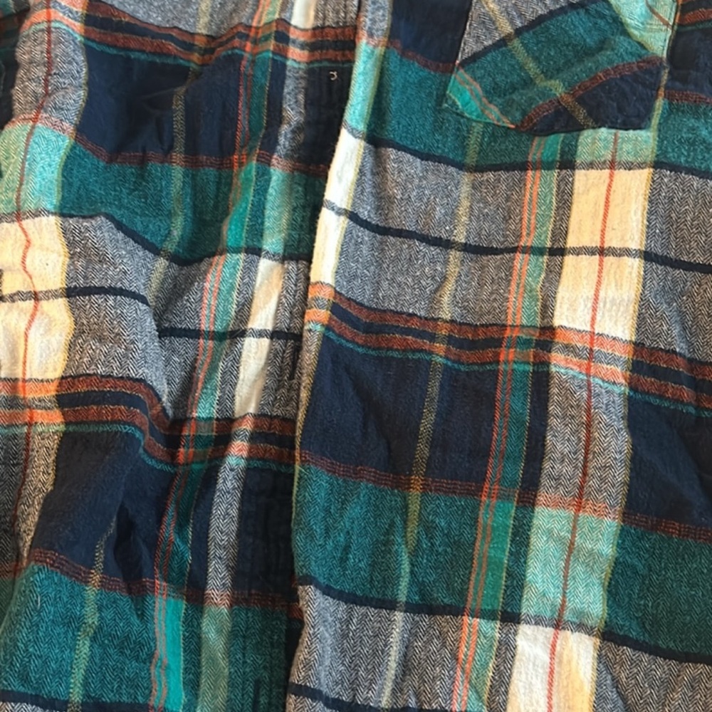 Plaid Flannel Shirt in Blue and Green